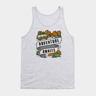 Adventure Awaits Outdoor Camping Tent Mountain Van Travel Tank Top